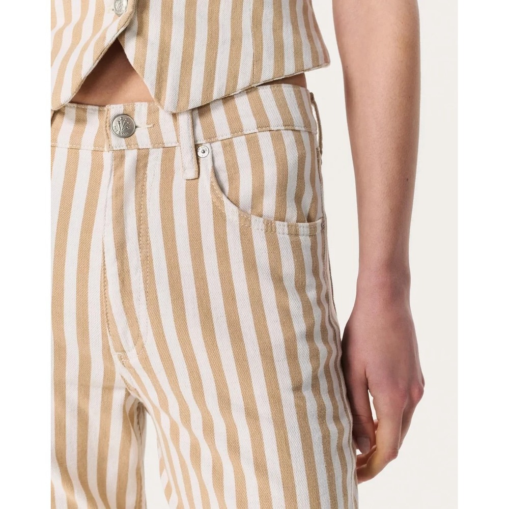 Rag & Bone Shea High Rise Relaxed Straight Jeans Womens 24 Tan Stripe - Picture 4 of 9